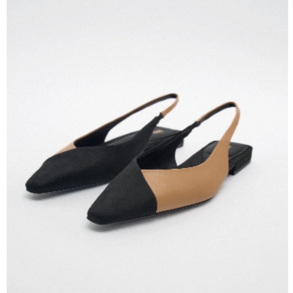 Zara contrast sling back leather flats